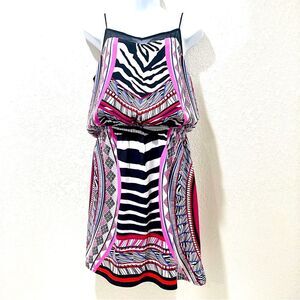 Express Y2K vibe colorful zebra print spaghetti strap dress | Sz Small